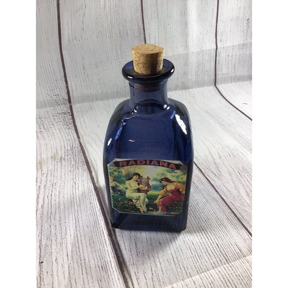 Vintage Sweet Antiques Blue Glass Bottle Radiana Advertising - Picture 1 of 7